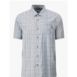 HI-TEC XXL Indian Kettles Stretch Gray  Plaid Pocket Short Sleeve Men's  Shirt